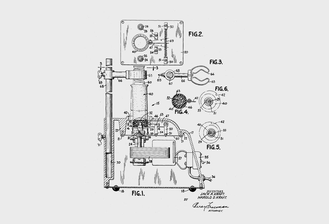 Patent drawing showing cross-sectional view and components of a laboratory instrument.