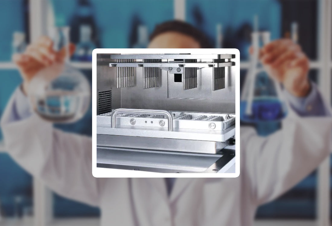 Inside of a Four E's USA nucleic acid extractor.