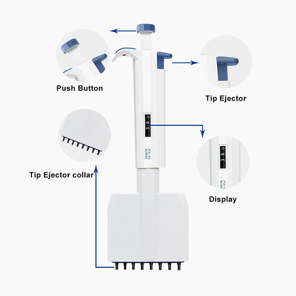 details 0.5-10µl 8-channel pipettor bluespur10 for liquid handling