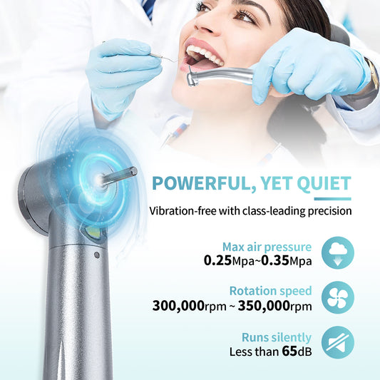 4E's USA High Speed Handpiece with Std.Head ø12.6mm x H14.6mm: Dental Handpiece with LED Light, 4 Holes Coupling & Air-Turbine Motor : Perfect for Drilling, Grinding & Repairing, 510(K) Approved