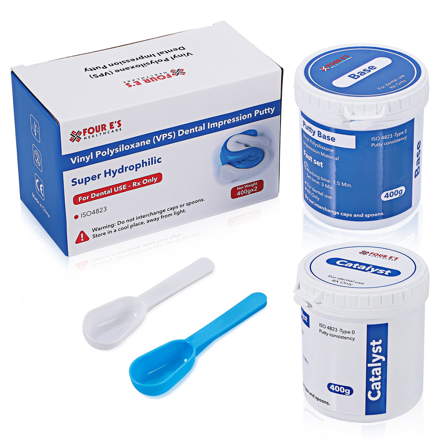 4E's USA Dental Impression Putty Fast Set | 800g VPS Putty (400g Base & 400g Catalyst) | 510K Approved | Super Hydrophilic,High-Acuuracy & High-Stability, Ideal for Tooth & Gum Details Reproducing