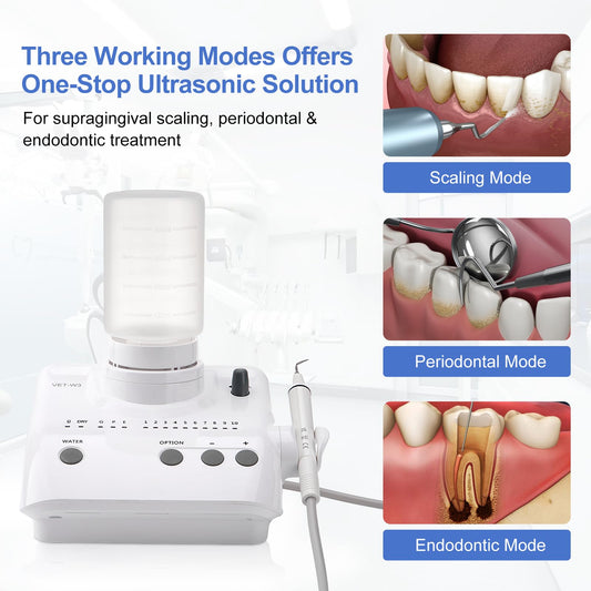 Ultrasonic Scaling System with 3 Operating Modes, Automatic Water Supply System, Handpiece & Tip Kit