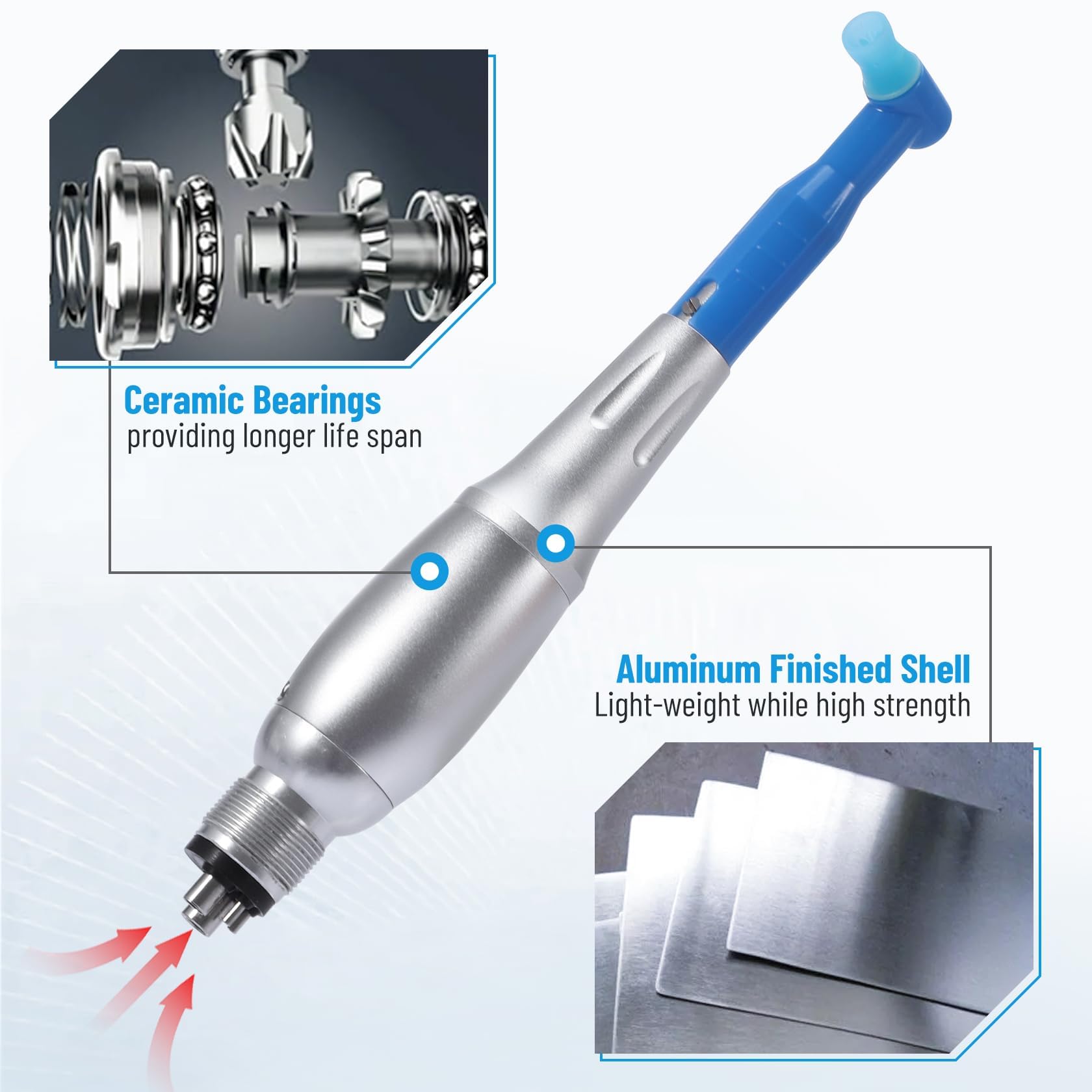 Air-Turbine Hygiene Handpiece 2500-3500 RPM: 510(K) Approved, 4-Holes Coupling, Ideal for Dental Prophylaxis