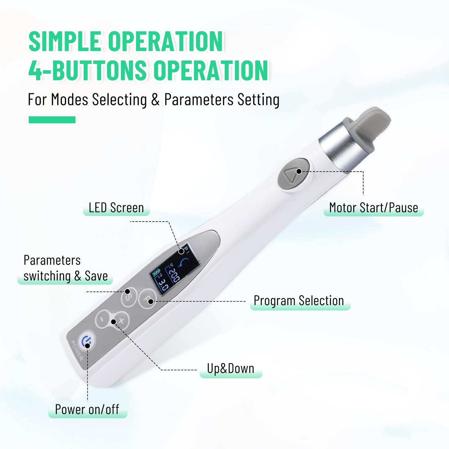 Cordless Endodontic Handpiece with LED Display, Ideal for Root Canal Treatment