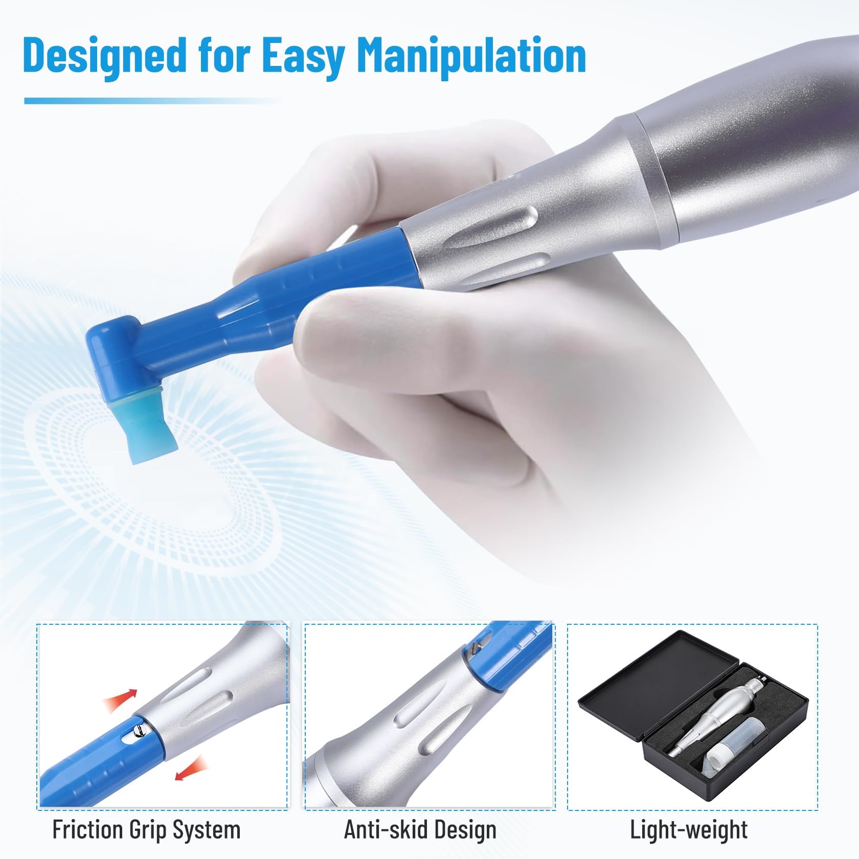 Air-Turbine Hygiene Handpiece 2500-3500 RPM: 510(K) Approved, 4-Holes Coupling, Ideal for Dental Prophylaxis