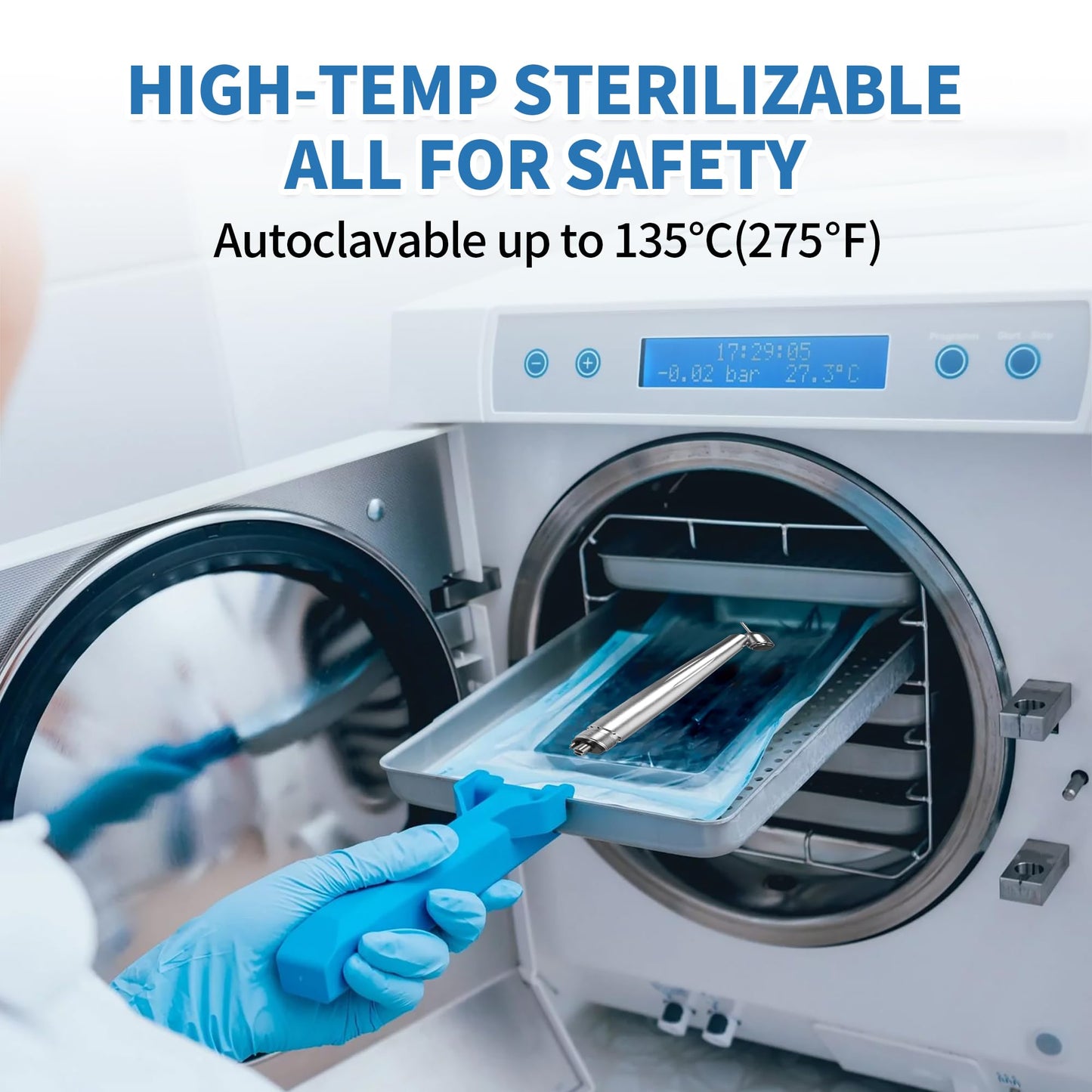 5-Degree Surgical Handpiece 510(K) Approved: Highspeed Surgical Handpiece with LED Generator, Push Button & 4-Hole Coupling, Fully Autoclavable