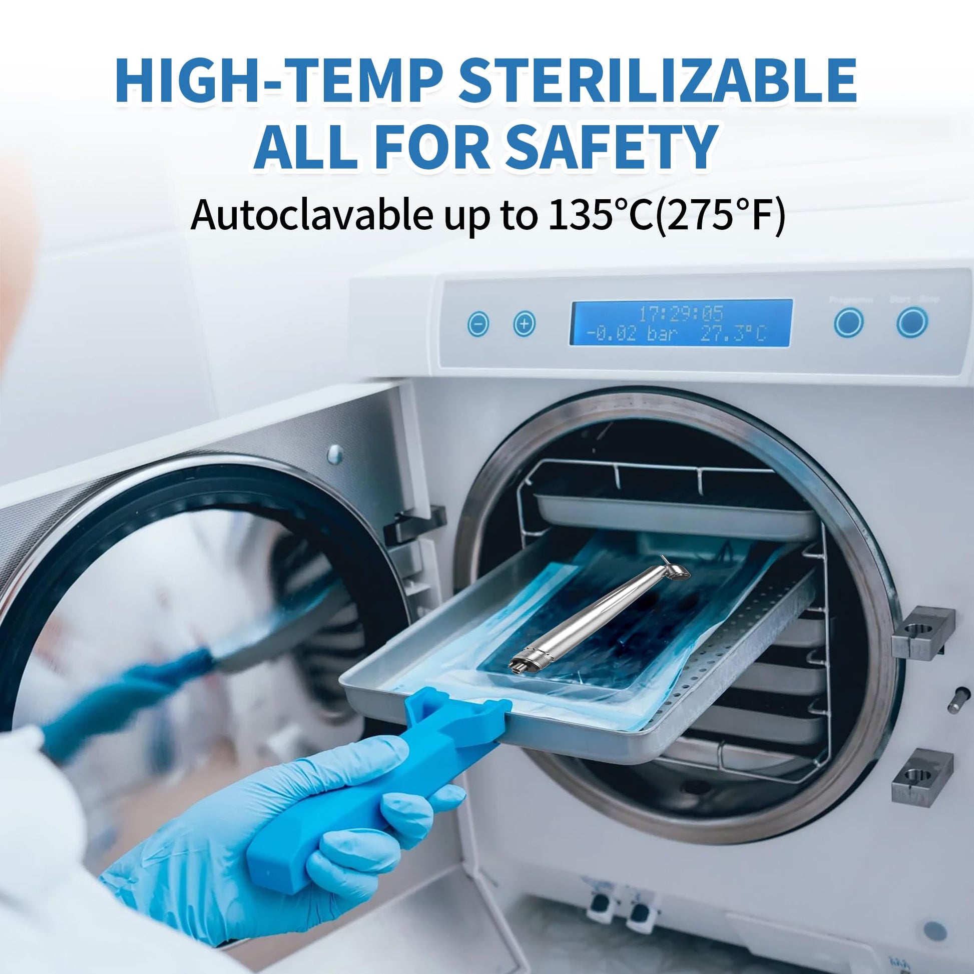 5-Degree Surgical Handpiece 510(K) Approved: Highspeed Surgical Handpiece with LED Generator, Push Button & 4-Hole Coupling, Fully Autoclavable